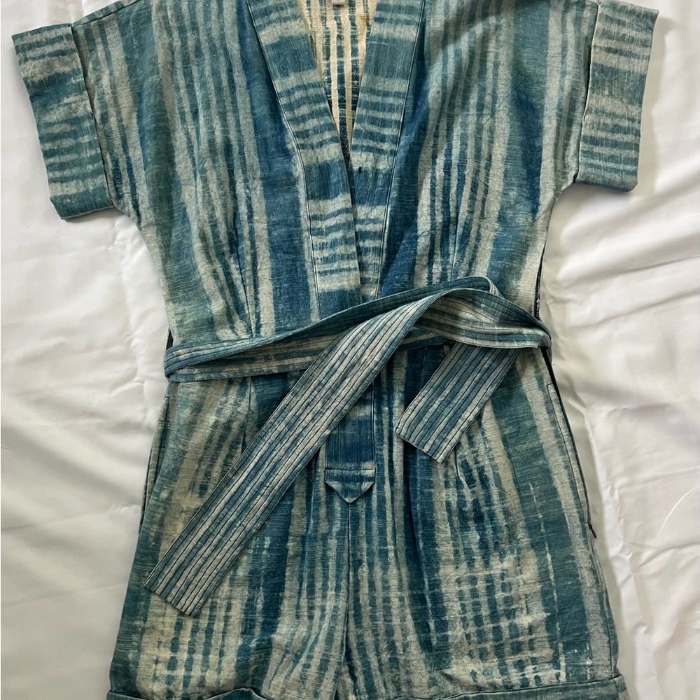 Like New/ Never Worn- Cleobella Teal Striped Kimono in BLUE